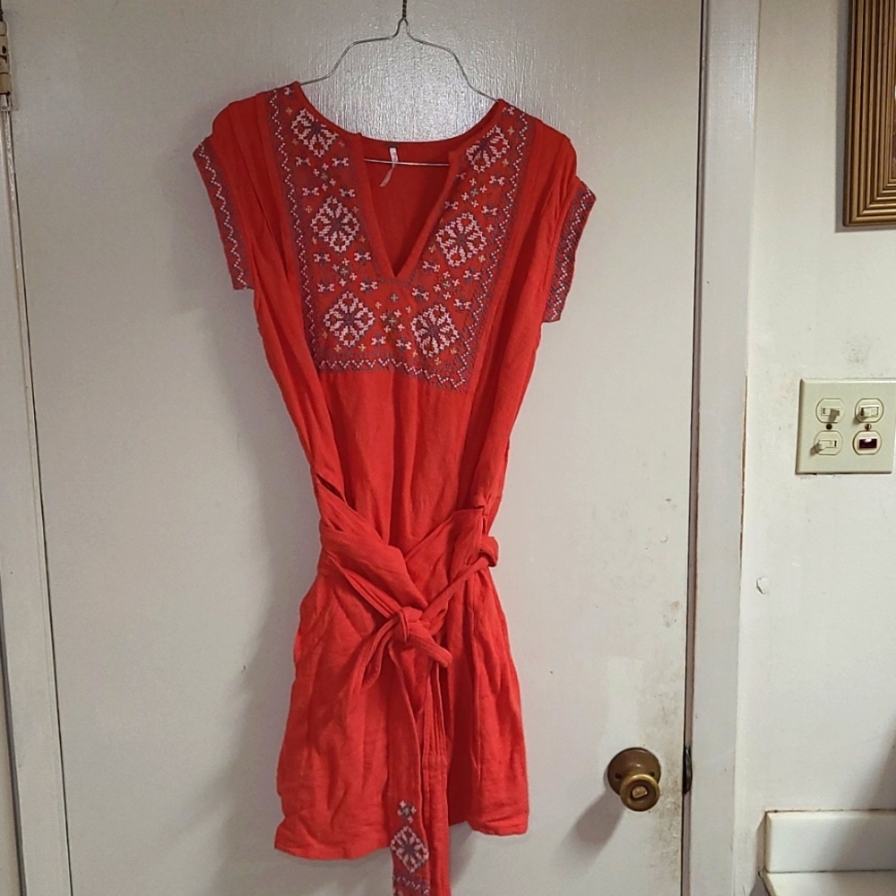 Free People Running wild embroidered  mini dress.